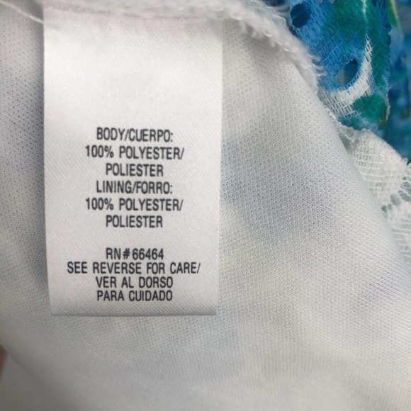 Sandra Darren White & Blue Floral Dress Size 14 - Picture 4 of 6